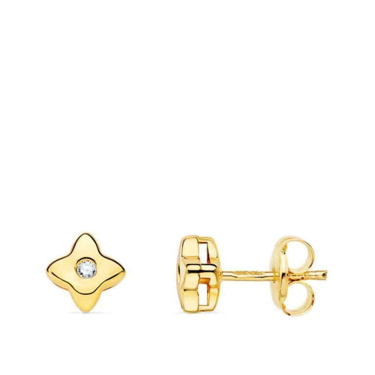 Pendientes 5 x 5 mm Oro Amarillo 18K Estrella y Diamantes 0,030 ct - Imagen 1