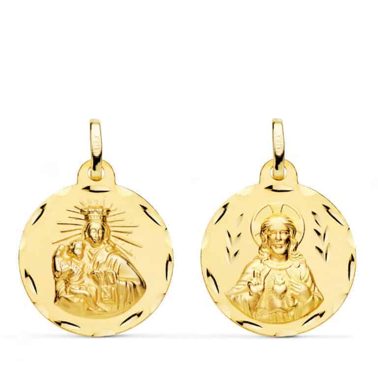 p5006-320a Medalla Escapulario Corazón de Jesús - V. del Carmen 20 mm en Oro Amarillo 18K Tallas - Imagen 1