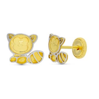 Pendientes Bebé 8 x 6 mm Oro Bicolor 18 Quilates Mapache