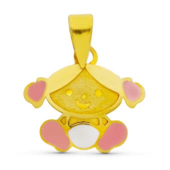 Colgante Bebé 11 x 11 mm Oro Amarillo 18 Quilates Bebé Niña Esmalte