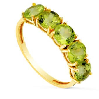 Anillo Mujer Olivinas Oro Amarillo 18 Quilates