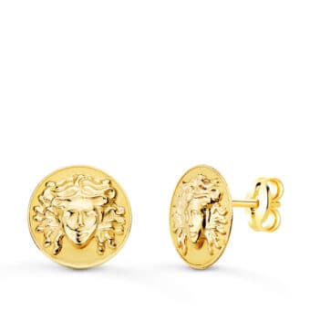 Pendientes Medusa 12 mm en Oro Amarillo 18K