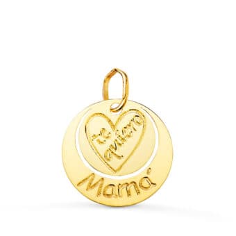 Colgante Mamá y Corazón 14 mm Oro Amarillo 18 Quilates