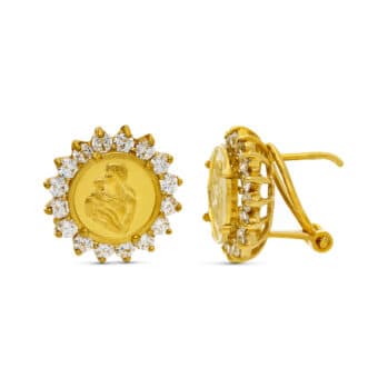 Pendientes 14 x 13 mm Oro Amarillo 18 Quilates Orla Circonitas