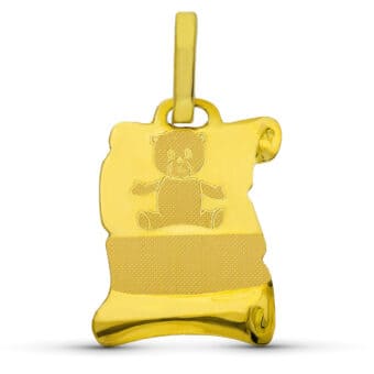Colgante Bebé 16 x 11 mm en Oro Amarillo 18k Pergamino Oso
