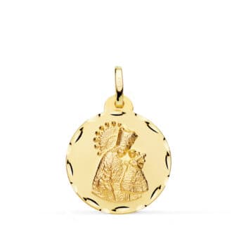 Medalla Virgen de los Desamparados 20 mm en Oro Amarillo 18K con Tallado