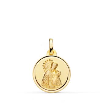 Medalla Virgen de los Desamparados 16 mm Oro Amarillo 18K con Bisel