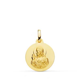 Medalla Corazón de Jesús 16 mm Oro Amarillo 18K con Bordes Lisos