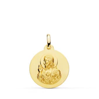 Medalla Sagrado Corazón de Jesús 18 mm Oro Amarillo 18K