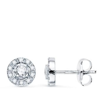 Pendientes Niña Comunión 7 mm Oro blanco 18 Quilates Esfera con Circonitas