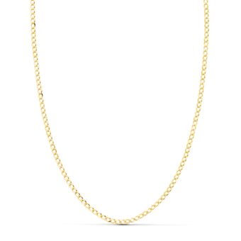 Cadena Barbada Maciza de Oro Amarillo 18K con 1,5 mm Ancho y 60 cm de Largo