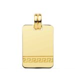 Colgante Chapa Grabación 21 x 14 mm Oro Amarillo 18K Greca