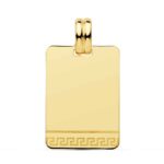 Colgante Chapa Grabación 24 x 17 mm en Oro Amarillo de 18 Quilates Greca