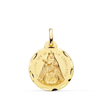 Medalla Virgen Candelaria 20 mm Oro Amarillo 18K con Tallas