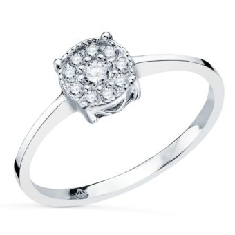 Anillo Diamantes 0,182 ct Oro Blanco 18K Cuajo