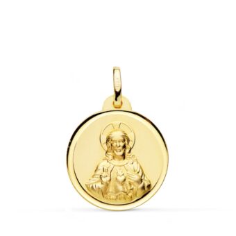 Medalla Sagrado Corazón de Jesús 20 mm Oro Amarillo 18K con Bisel