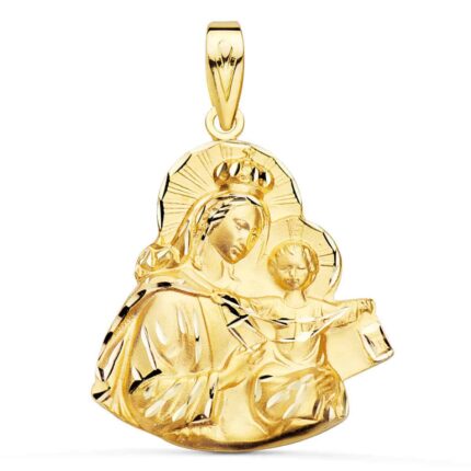 Medalla Virgen del Carmen 25 x 23 mm en Oro Amarillo 18K Silueta