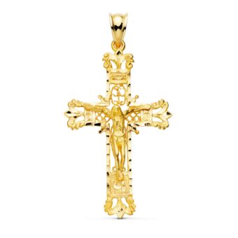 Cruz de Jerusalén 47 x 27 mm Oro Amarillo 18K Filigranas y Cristo