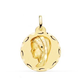 Medalla Comunión Virgen Niña Rezando 24 mm en Oro Amarillo 18 Quilates Tallas