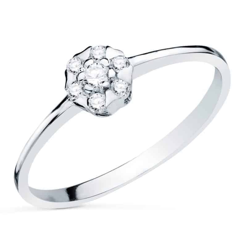 Anillo Diamantes 0,127ct Oro Blanco 18K Cuajo - Imagen 1