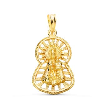 Medalla Virgen de los Desamparados 25 x 15 mm Oro Amarillo 18K con Silueta