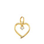 Colgante Corazón 13 x 12 mm Oro Amarillo 18 Quilates Circonita
