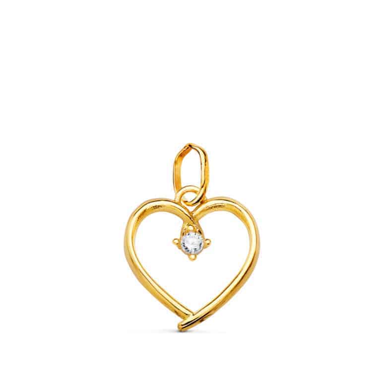 Colgante Corazón 13 x 12 mm Oro Amarillo 18 Quilates Circonita - Imagen 1