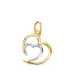 Colgante Doble Corazón 14 x 13 mm Oro Bicolor 18 Quilates
