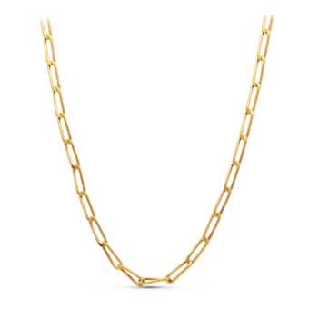 Cadena Bilbao de Oro Amarillo 18K con 50 cm de Largo y 4 mm de Grosor