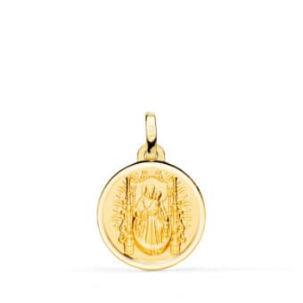 Medalla Virgen del Pino 14 mm Oro Amarillo 18K con Bisel