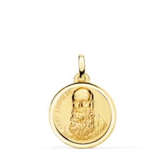 Medalla Fray Leopoldo 18 mm Oro Amarillo 18K con Bisel