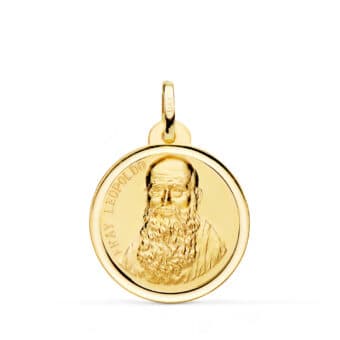 Medalla Fray Leopoldo 22 mm Oro Amarillo 18K con Bisel