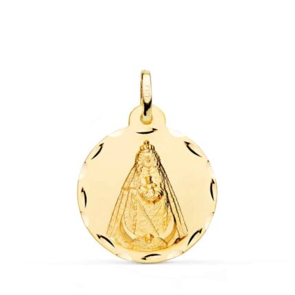 Medalla Virgen Negra 22 mm Oro Amarillo 18K con Tallas