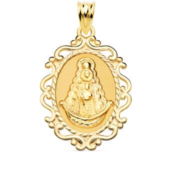 Medalla Virgen del Rocío 35 x 33 mm Oro Amarillo 18K con Orla
