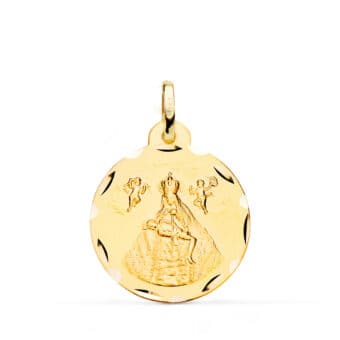 Medalla Virgen de África 22 mm Oro Amarillo 18K con Tallas