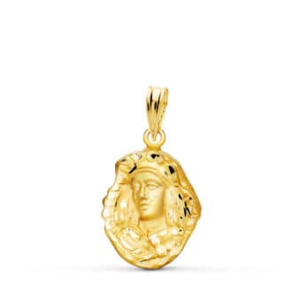 Medalla Esperanza de Triana 17 x 13 mm Oro Amarillo 18K Silueta