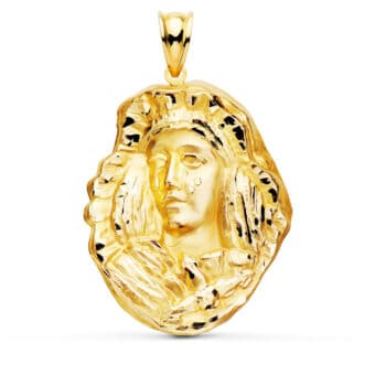 Medalla Esperanza de Triana 35 x 28 mm Oro Amarillo 18K Silueta