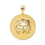 Colgante Medusa Oro Amarillo 18 Quilates 25 mm Medalla con Greca