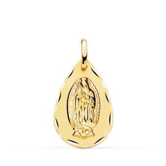 Medalla Virgen de Guadalupe (México) 23 x 15 mm Oro Amarillo 18K con Gota