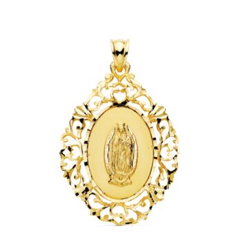 Medalla Virgen de Guadalupe (México) 36 x 26 mm Oro Amarillo 18K con Cerco