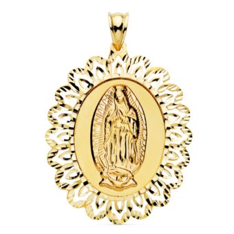Medalla Virgen de Guadalupe (México) 42 x 34 mm Oro Amarillo 18K con Cerco