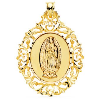 Medalla Virgen de Guadalupe (México) 51 x 40 mm Oro Amarillo 18K conCerco
