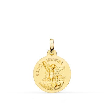 Medalla Saint Michel 16 mm en Oro Amarillo 18K Mate