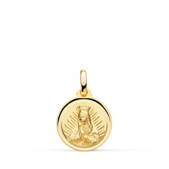 Medalla Virgen de Guadalupe (México) 14 mm Oro Amarillo 18K con Bisel