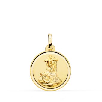 Medalla Virgen de las Angustias 20 mm Oro Amarillo 18K con Bisel