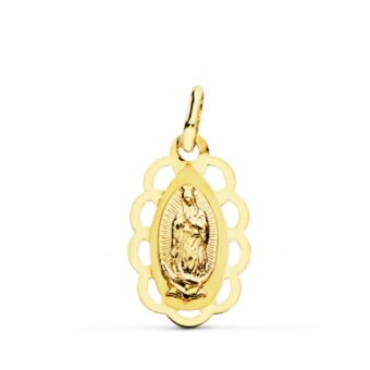 Medalla Virgen de Guadalupe (México) 19 x 12 mm Oro Amarillo 18K con Cerco
