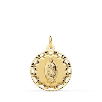 Medalla Virgen de Guadalupe (México) 18 mm Oro Amarillo 18K con Tallas