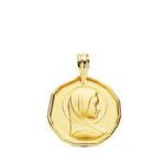 Medalla Virgen María Francesa 16 mm en Oro Amarillo 18K Cantos