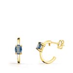 Pendientes Aro Mujer 12 x 3 mm Oro Amarillo 18K Aguamarina