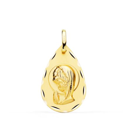 Medalla Virgen Niña 19 x 11 mm en Oro Amarillo 18 Quilates Lágrima